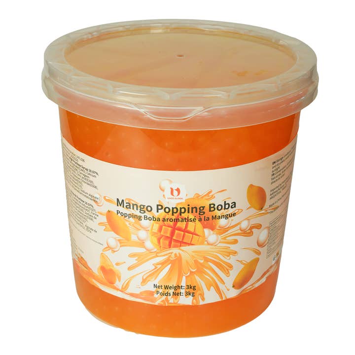 Popping Boba Mango 3 kg (50 doser) Bubble Tea for engroshandel hos UHOO FRANCE