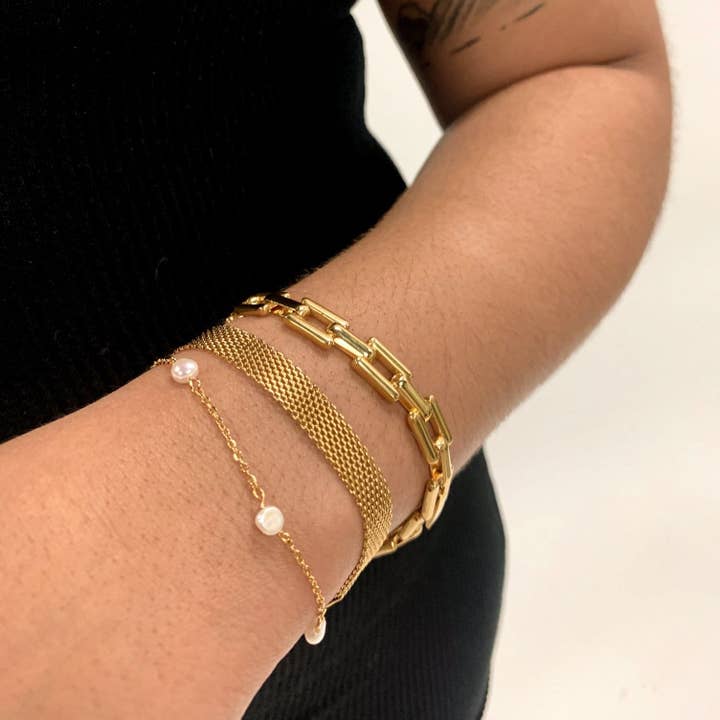 Pearl Station Bracelet for wholesale by DRIP JEWELRY