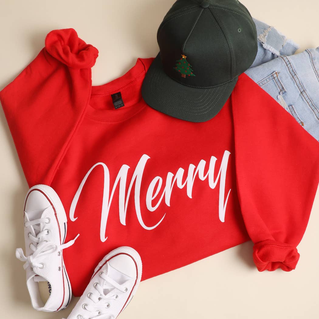 Fashion City – Engroshandel Grafisk Sweatshirt - Dame – Merry Heavyweight Fleece Crewneck Sweatshirt4