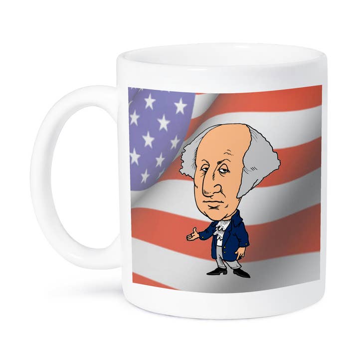 3dRose, President George Washington med amerikansk flagga, mugg för wholesale av 3dRose