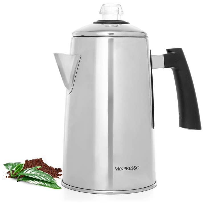 Mixpresso Stainless Steel Stovetop Coffee Percolator, 52 oz Classic Percolator Coffee Pot, Excellent As Camping Pot, 12 Cup Stainless Steel Camping Coffee Makers, Cool-Touch Handle for wholesale by Mixpresso