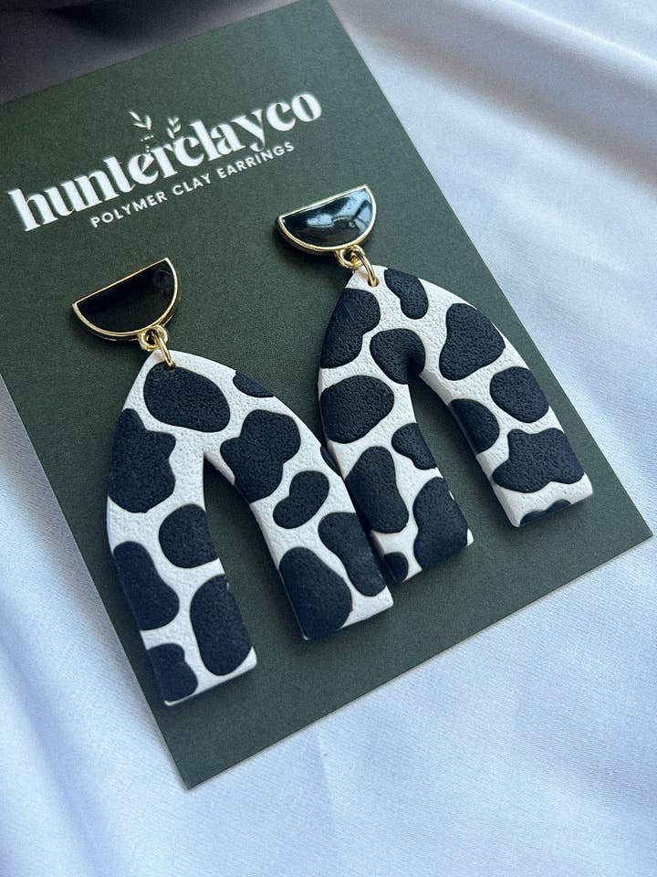 Kuh-Print Bögen für den Großhandel von hunterclayco | Polymer Clay Earrings