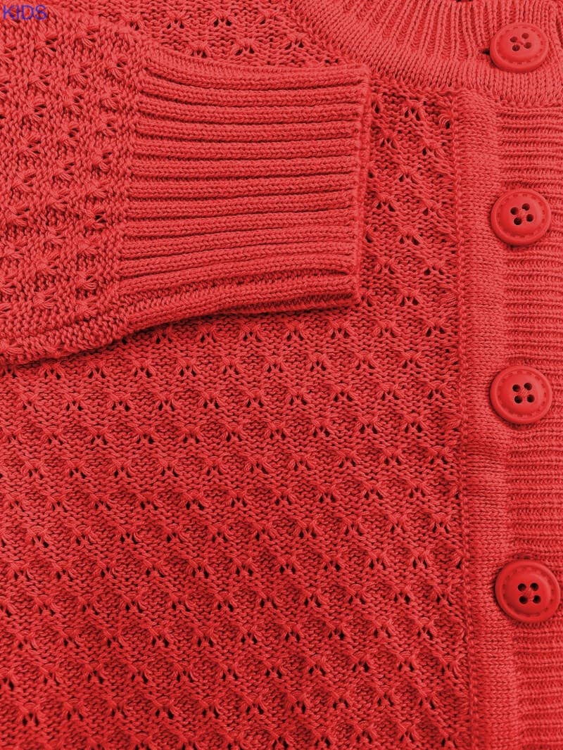 Mak - Vendita all'ingrosso Cardigan - Bambini - Cardigan corto all’uncinetto per bambina con bottoni vintage MK3514KID32