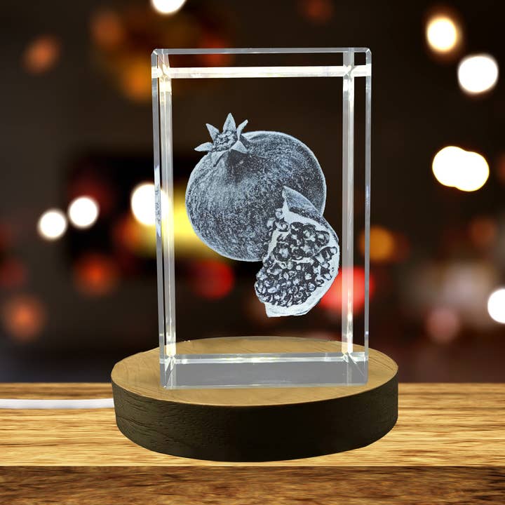 Pomegranate Fruit 3D Engraved Crystal Unique Decor Gift for wholesale by AB Crystal Collection