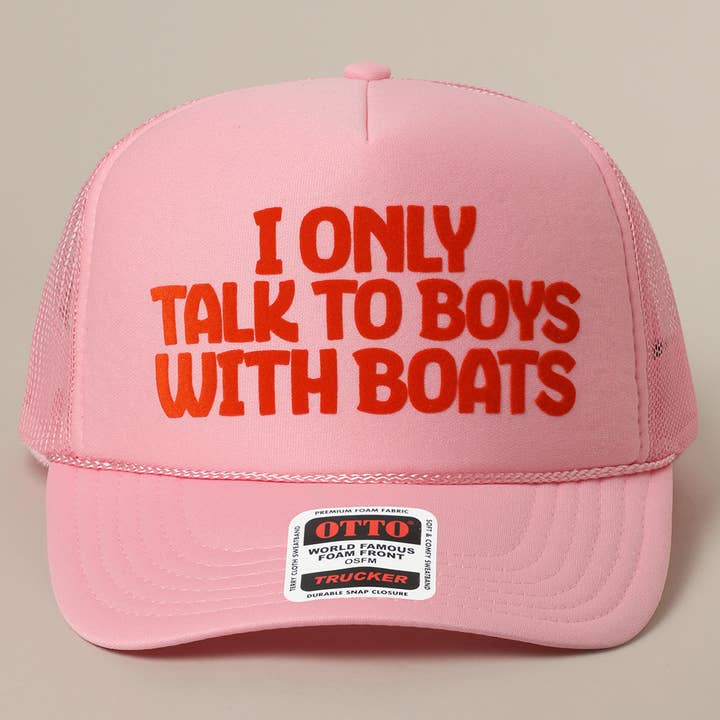 Fashion City - Vente Casquette de camionneur – femme - Je ne parle qu'aux garçons avec des bateaux Casquette à filet arrière avec texte29