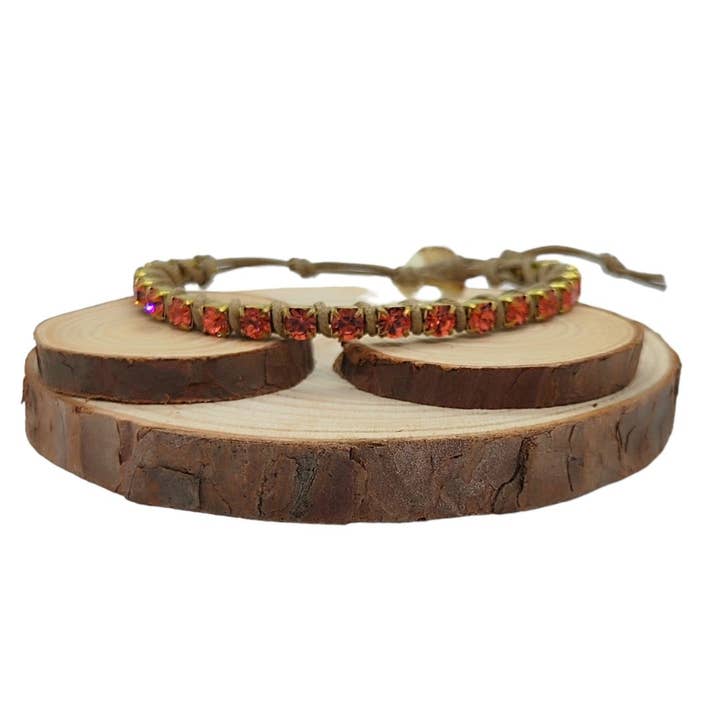 Crystal Chain Bracelets Medium - Padparadasha for wholesale by QUÉ MÁS JEWELS