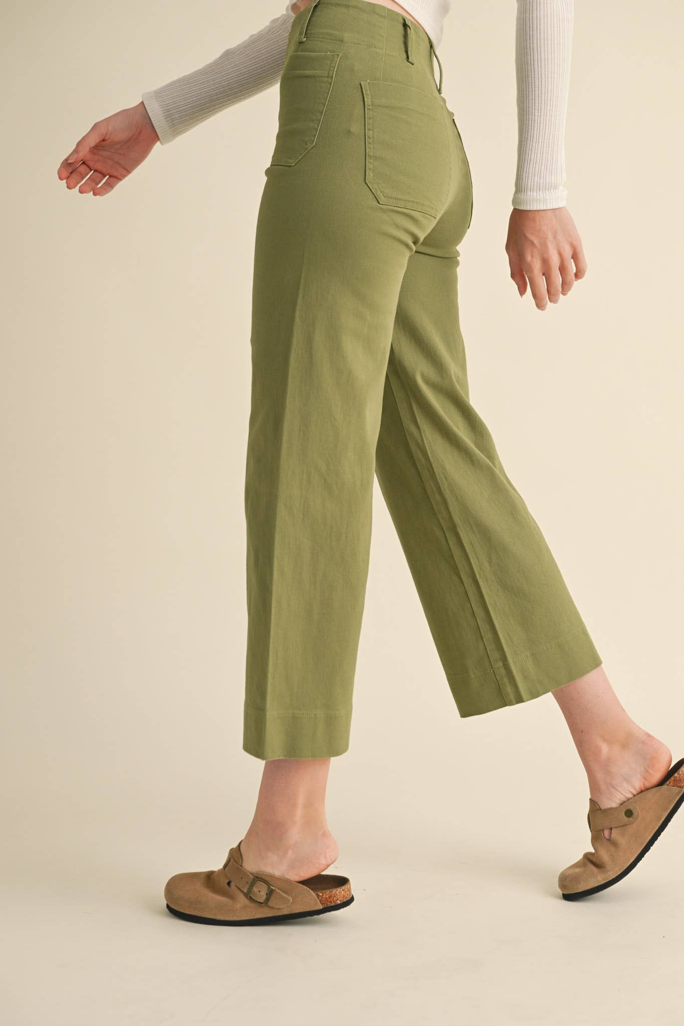 &MERCI - Wholesale Pants - Women's - HIGH WAIST CROPPED WIDE LEG PANTS MP330324