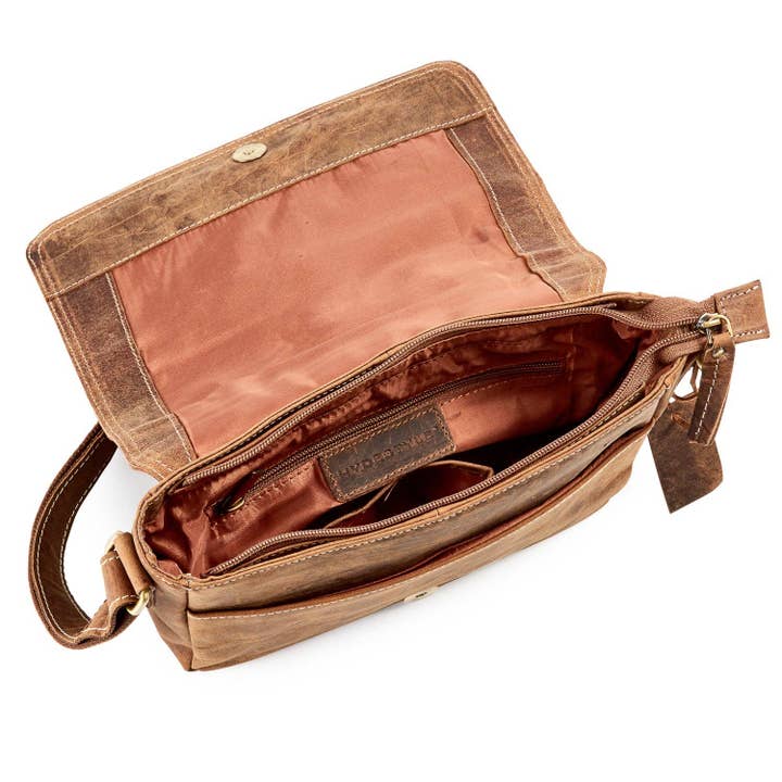 Hydestyle London - Wholesale Crossbody Bag - Women's - Distressed Leather Saddle Bag #UM62