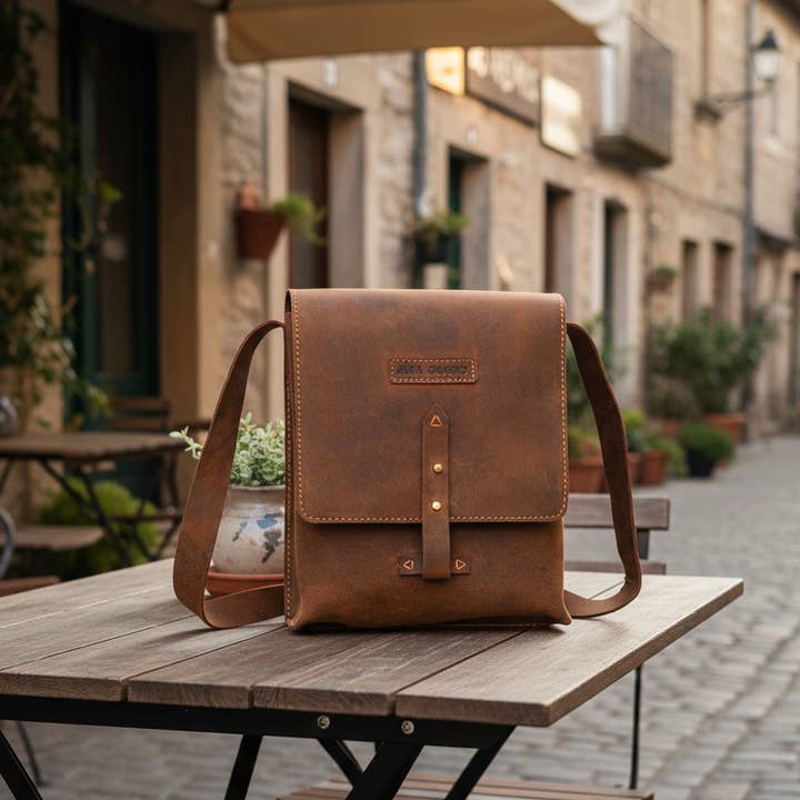 Genuine Leather Crossbody Purse Messenger Style – Brown for wholesale by Alta Quero