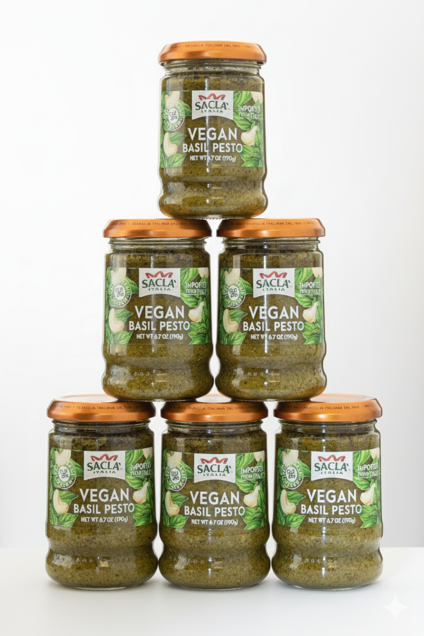 Sacla - Wholesale Pesto - Sacla Italy Vegan Basil Pesto 6x6.7oz Dairy-Free Pasta Sauce4