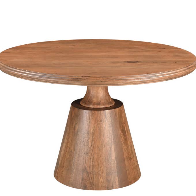 48" Natural Wood Pedestal Base Round Top Dining Table for wholesale by HomeRoots