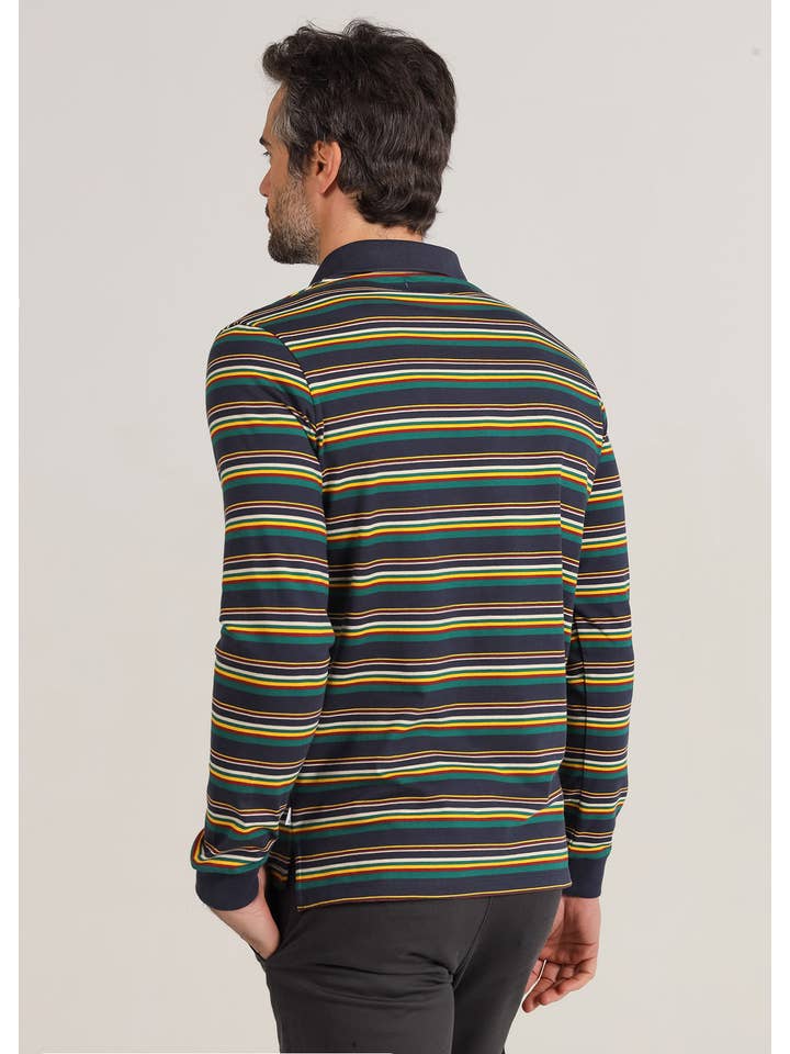 Blue BENDORFF - Striped long sleeve polo for wholesale on Faire1