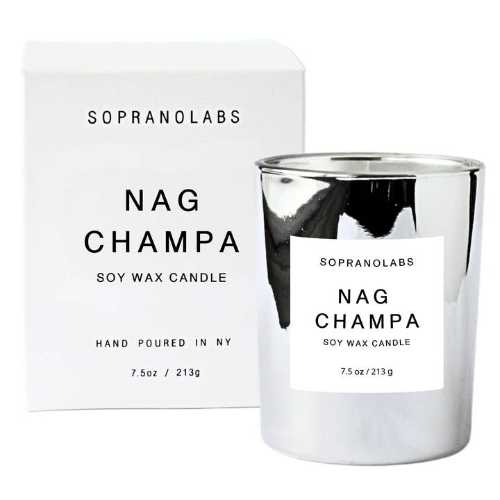 SopranoLabs - Wholesale Jar/Filled Candle - NAG CHAMPA Soy Candle. Clean Vegan Hand-poured in NY. Gift1