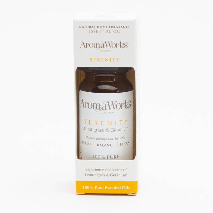 Olio essenziale Serenity 10ml con citronella e geranio per la vendita all'ingrosso da parte di AromaWorks London