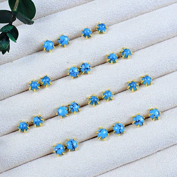 Kleine turquoise oorknopjes voor wholesale door Ewelina Pas Jewelry