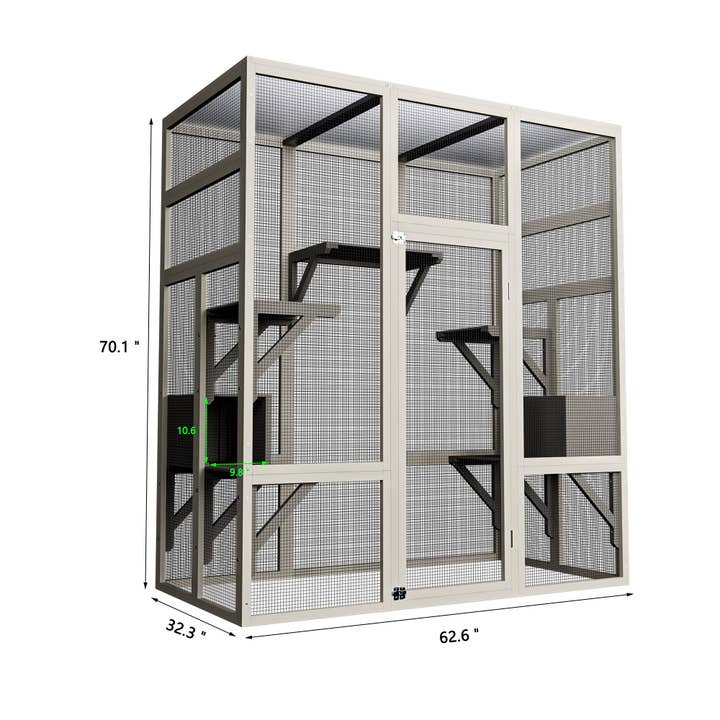 39F Inc. - Wholesale Pet Play Tunnel - Dog - 62.6in Large Outdoor Wooden Catio with Platforms & Boxes4