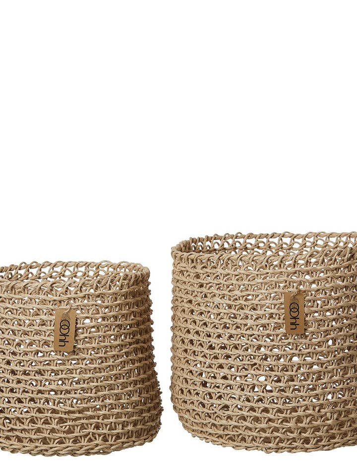 Set of 2 Woven Paper Baskets, Natural.. for wholesale by Lübech Living