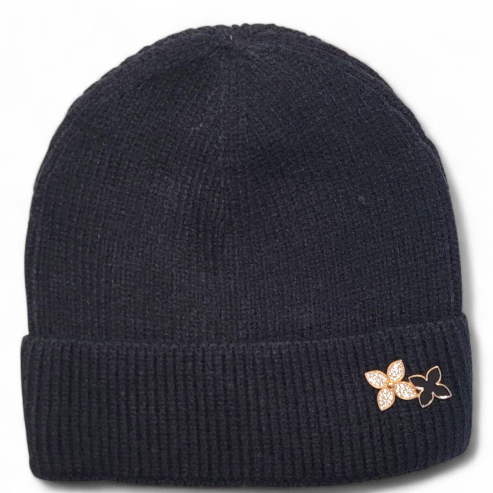 Crover - Wholesale Beanie - Women's - Adult Knit Beanie with Metal Flower Pin – 6 Color Assorted1