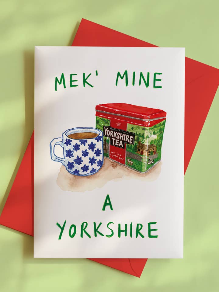 Yorkshire Tea Card - Illustrated Northern Heritage Card for wholesale by Hannah Hunter-Kelm