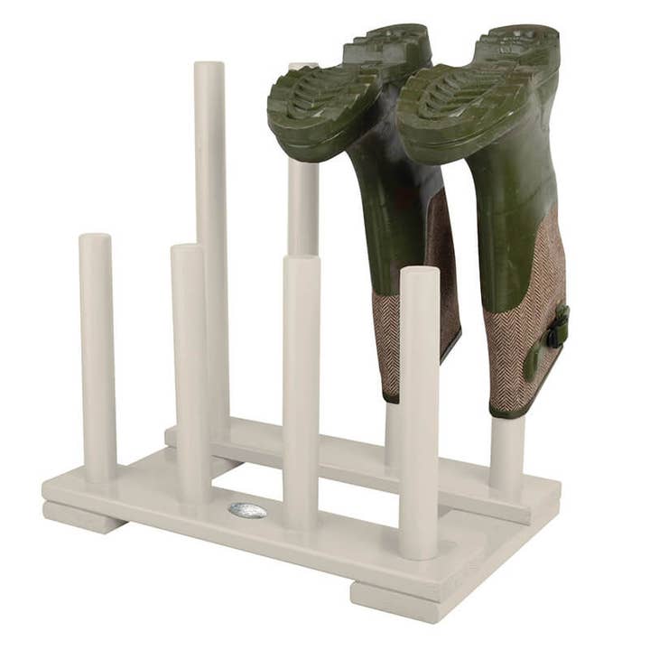 Country Folklore Boot Rack, Wood, White for wholesale by Esschert Design USA