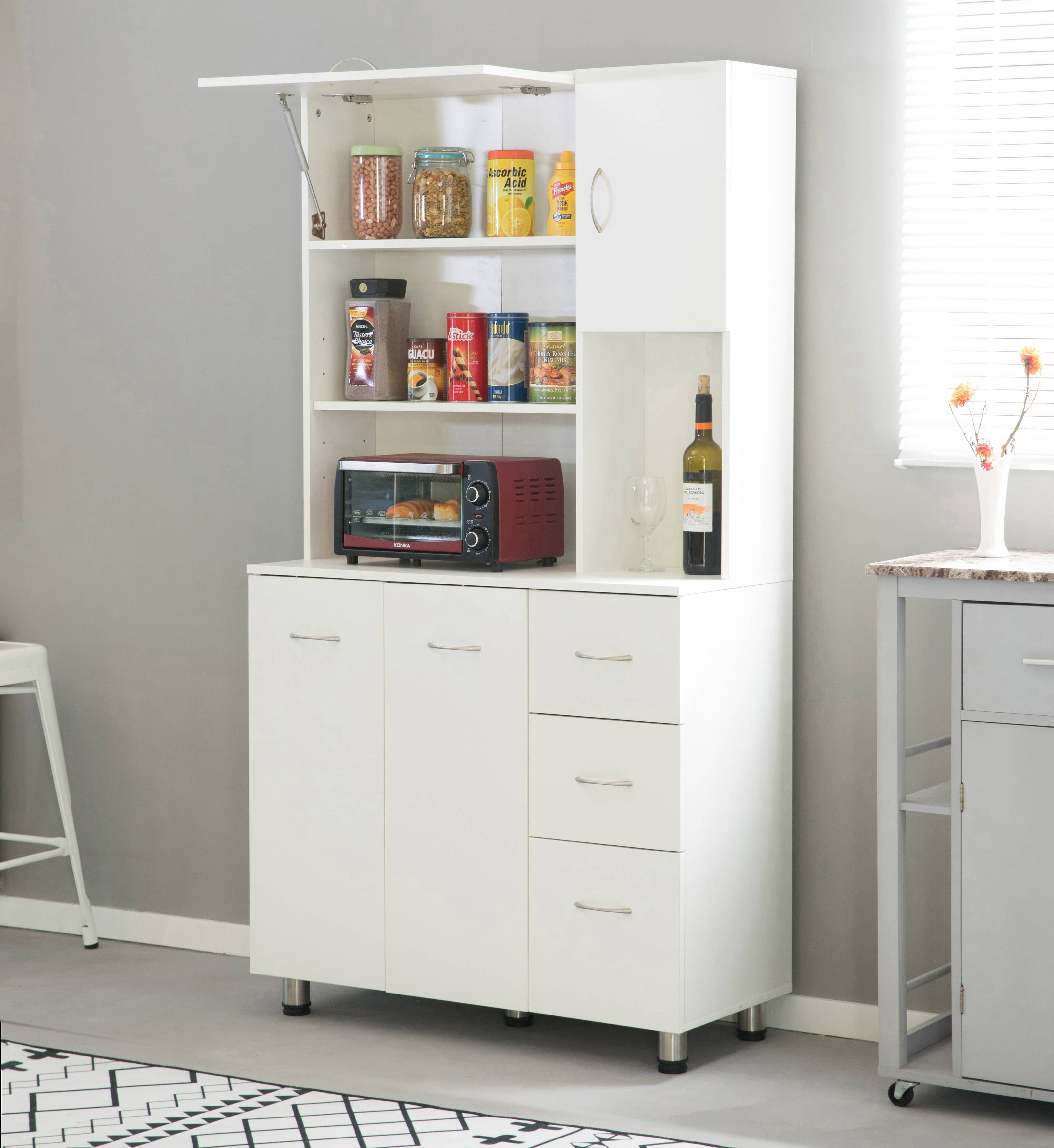 Quickway Imports - Wholesale Kitchen storage/organiser - Kitchen Pantry Storage Cabinet with Doors and Shelves, White1