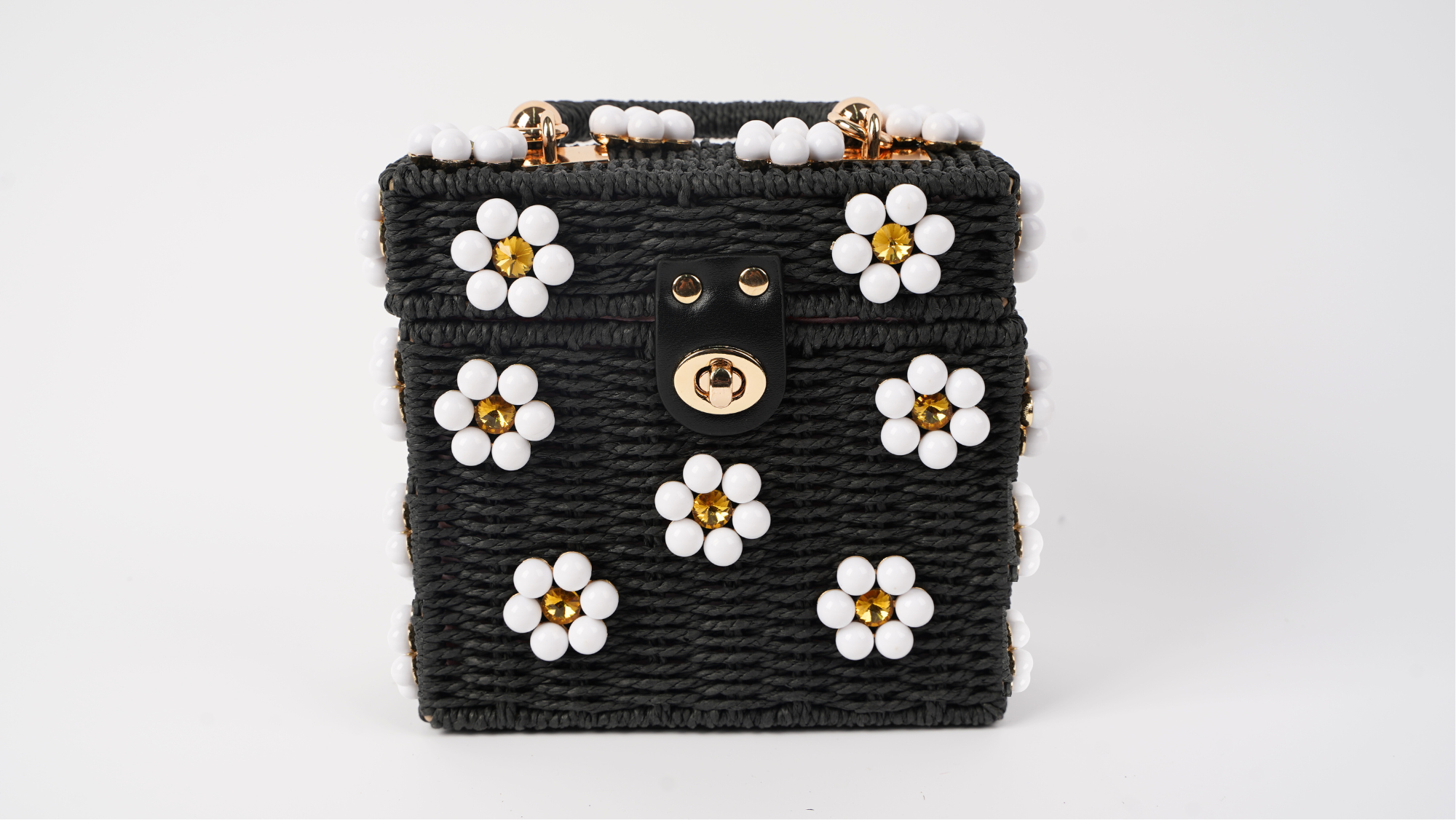 By Jenna Lee - Wholesale Top Handle Bag - Women's - Wicker Bucket Daisy Flower Purse13