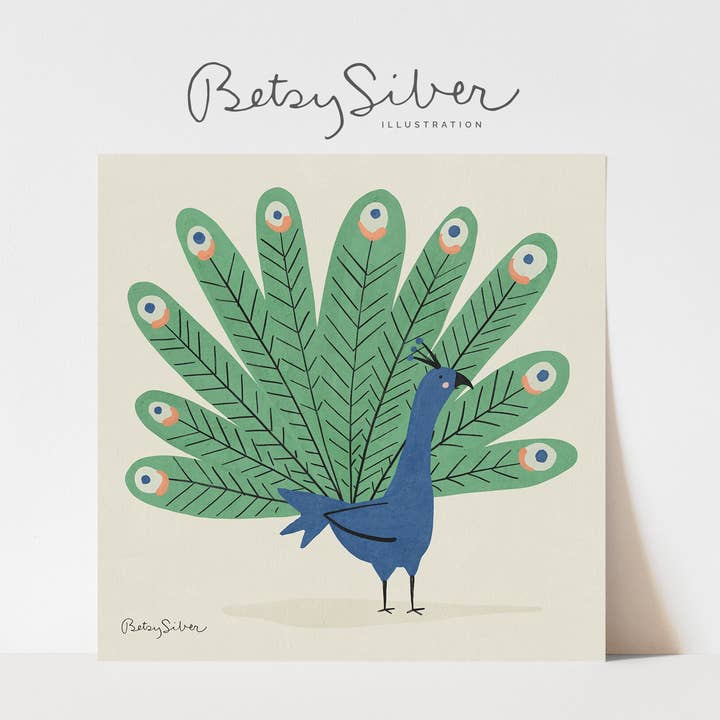 Peacock Art Print voor wholesale door Betsy Siber, Illustration