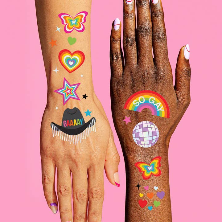 xo, Fetti - Wholesale Temporary Tattoo - Gay Icon Tats - 52 temporary tattoos, Pride party decorations