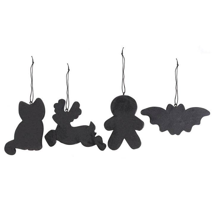 Something Different Wholesale - Wholesale Ornament Set - Set of 4 Black Skeleton Christmas Gingerbread Ornaments