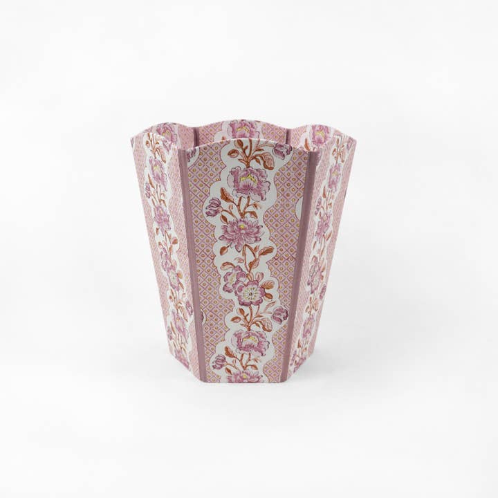 SCALLOPED COLLAPSIBLE BASKET - BLOOMING TRELLIS LILAC for wholesale by Craft Boat