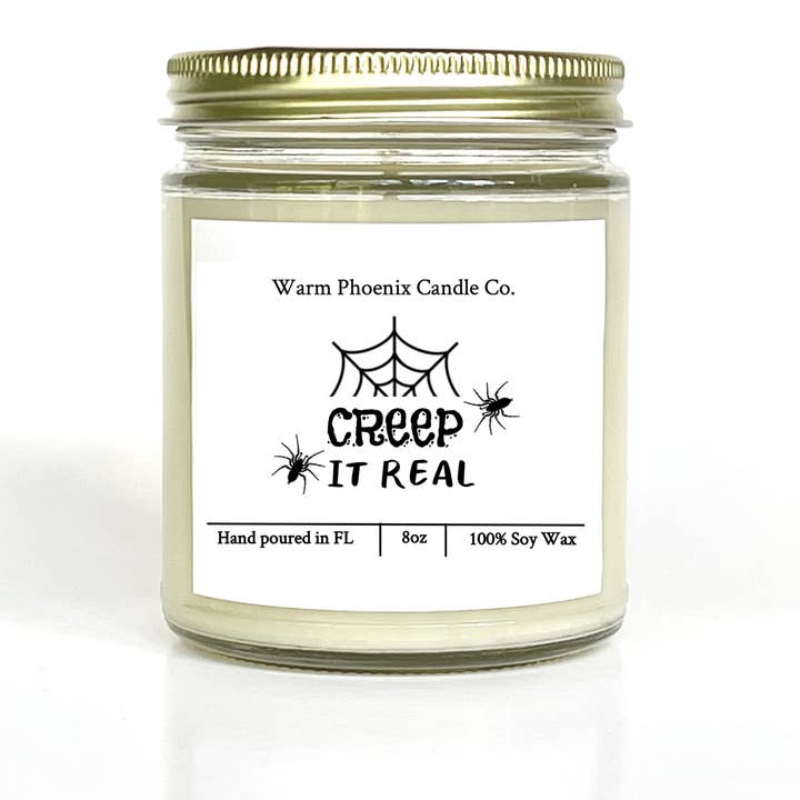 Creep It Real Halloween Fall Candle, Custom Company Name Lab for wholesale by Warm Phoenix Candle Co.