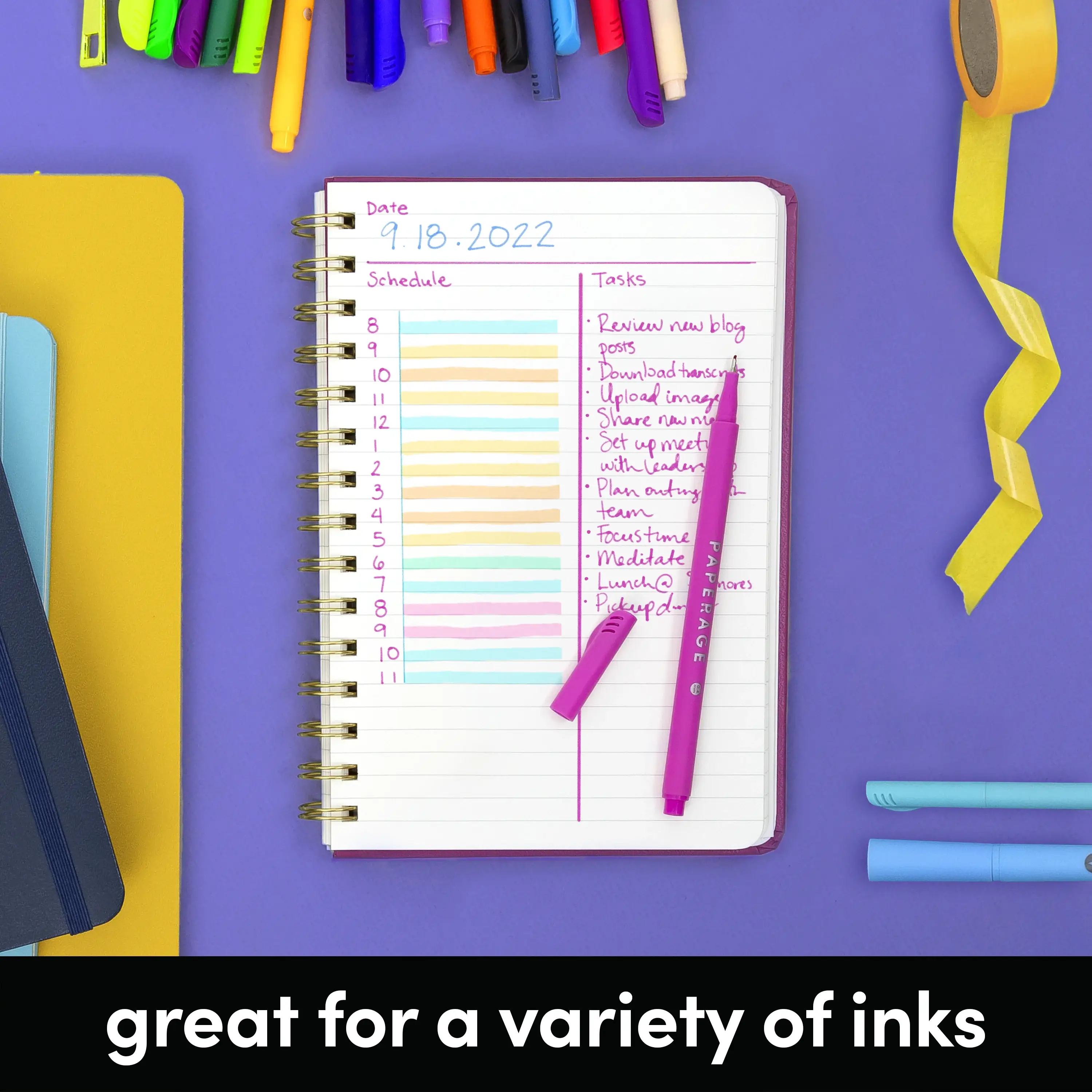 Paperage – wholesale Notebook – Rainbow Stripe Hardcover Spiral Lined Journal Notebook7