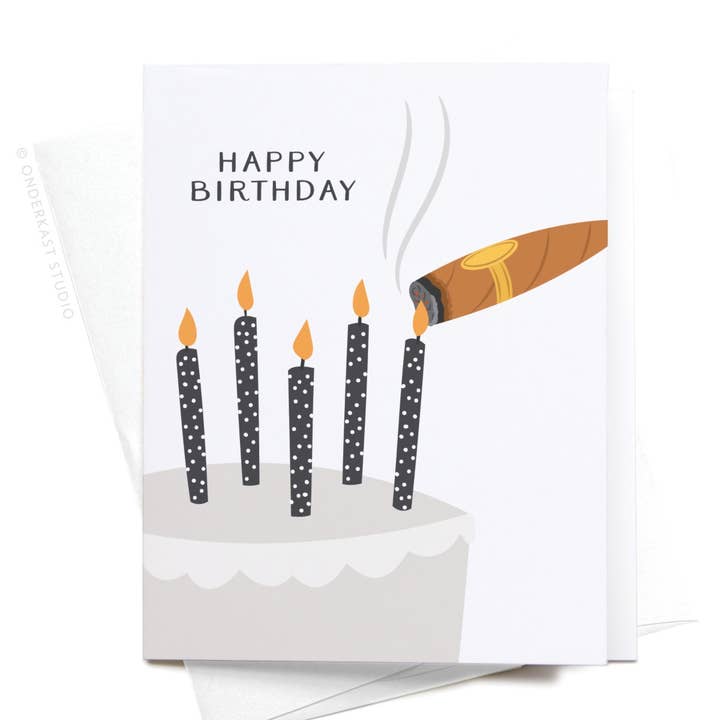 Onderkast Studio - Wholesale Birthday Card - Happy Birthday Cigar Greeting Card