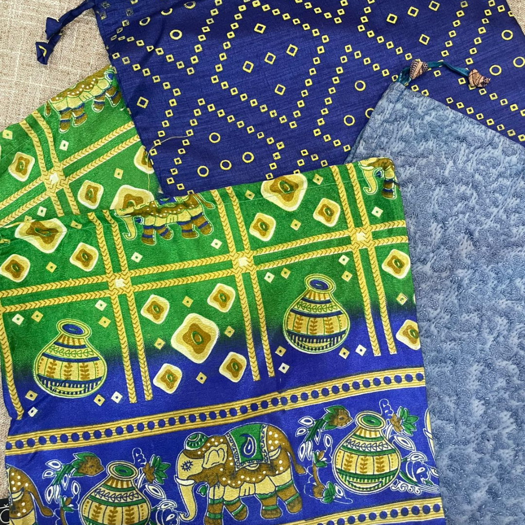 House of Kraft Jewelry & Accessories - Wholesale Gift Bag Set/Pack - Gift Pouches | Upcycled Silk Pouch | Pack Silk Gift Pouch7