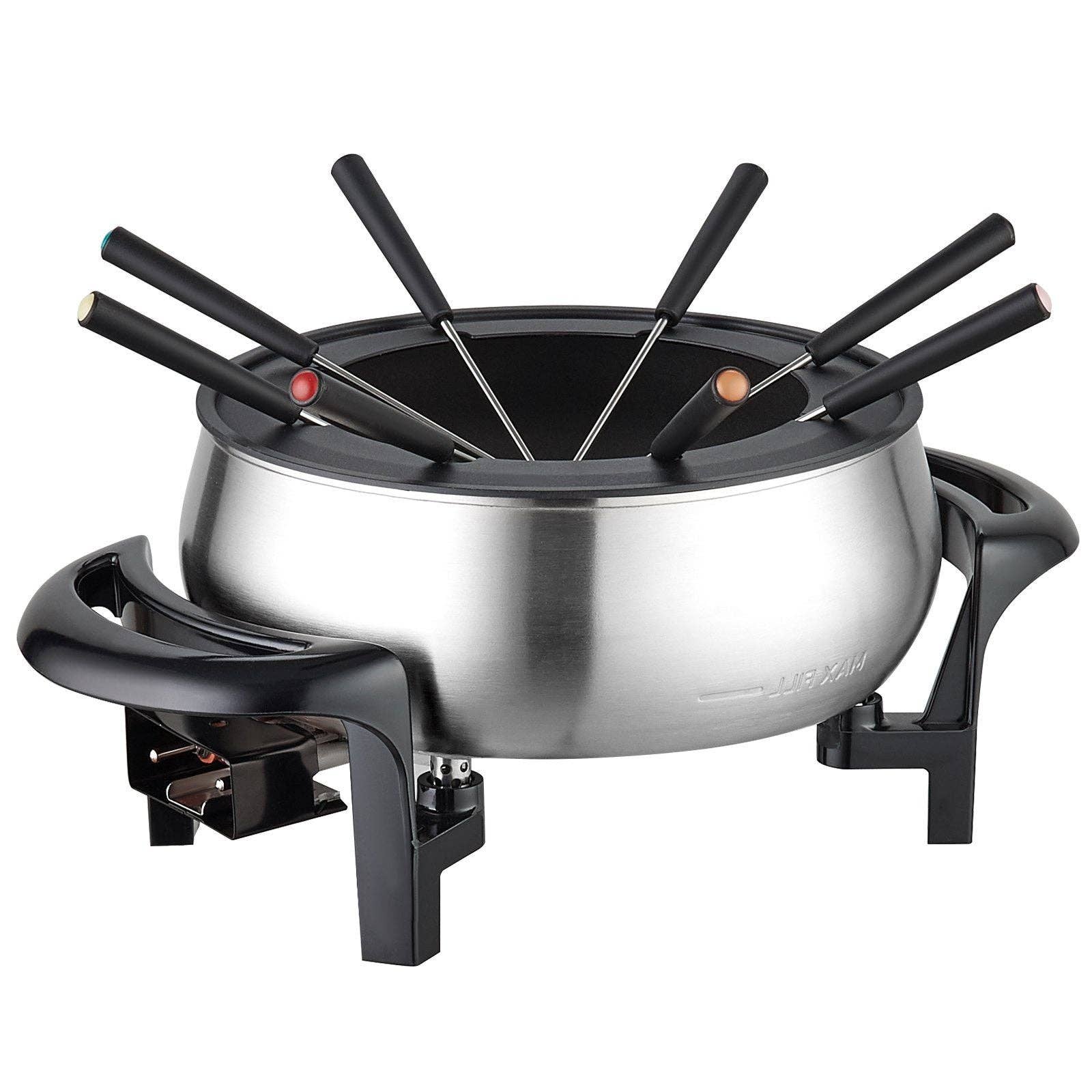 Hard Rock Health Stores - Wholesale Kitchen Appliance - Electric Fondue Pot Set for Cheese & Chocolate, 3 Quart Chocolate Melting Warmer, Stainless Steel Fondue Maker with Temperature Control and 8 Forks, for Hors d'Oeuvres, Entrees, and Desserts10