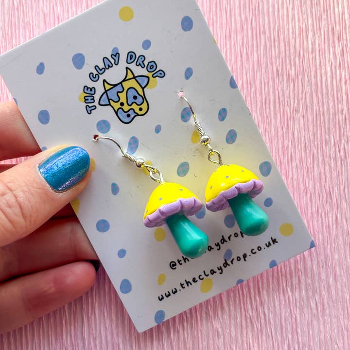 Mushrooms - Zinc Yellow, Lilac & Turquoise for wholesale by The Clay Drop