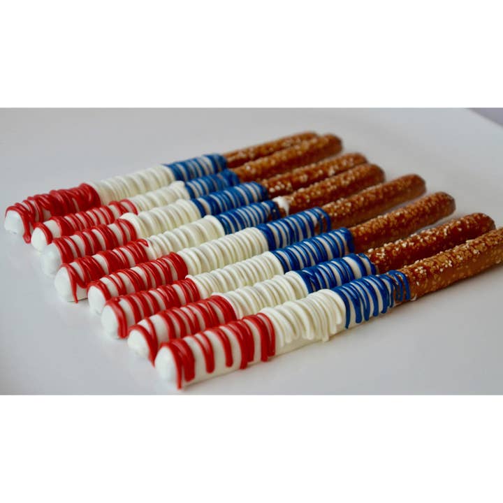 Chocolates Unlimited by Denise - Wholesale Chocolate Covered Sweets - Patriotic Themed Chocolate Covered Pretzels (2 pack)