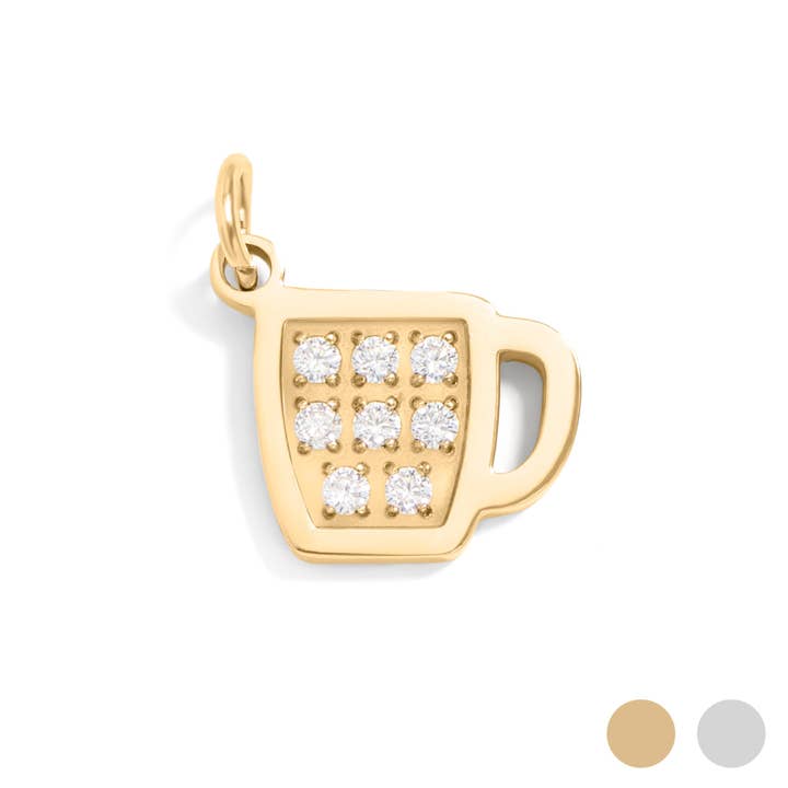 18K Gold PVD Stainless Steel CZ Coffee Cup Charm and other Purchase wholesale drop coffee. Free returns & net 60 terms on Faire trending on Faire.