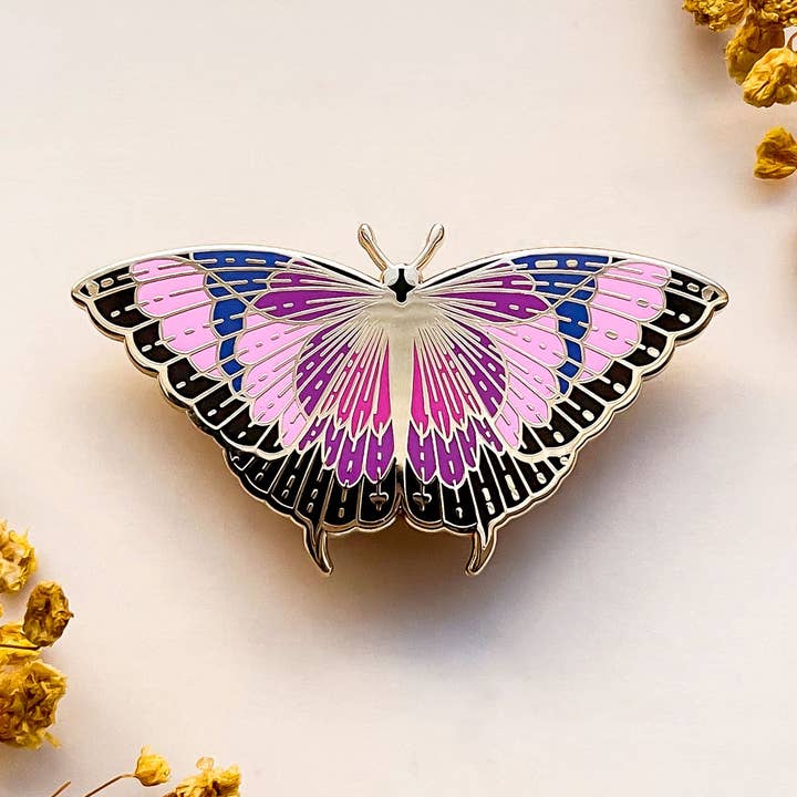 Noble Leafwing Butterfly (Fountainea nobilis) Enamel Pin for wholesale by Alum and Ink