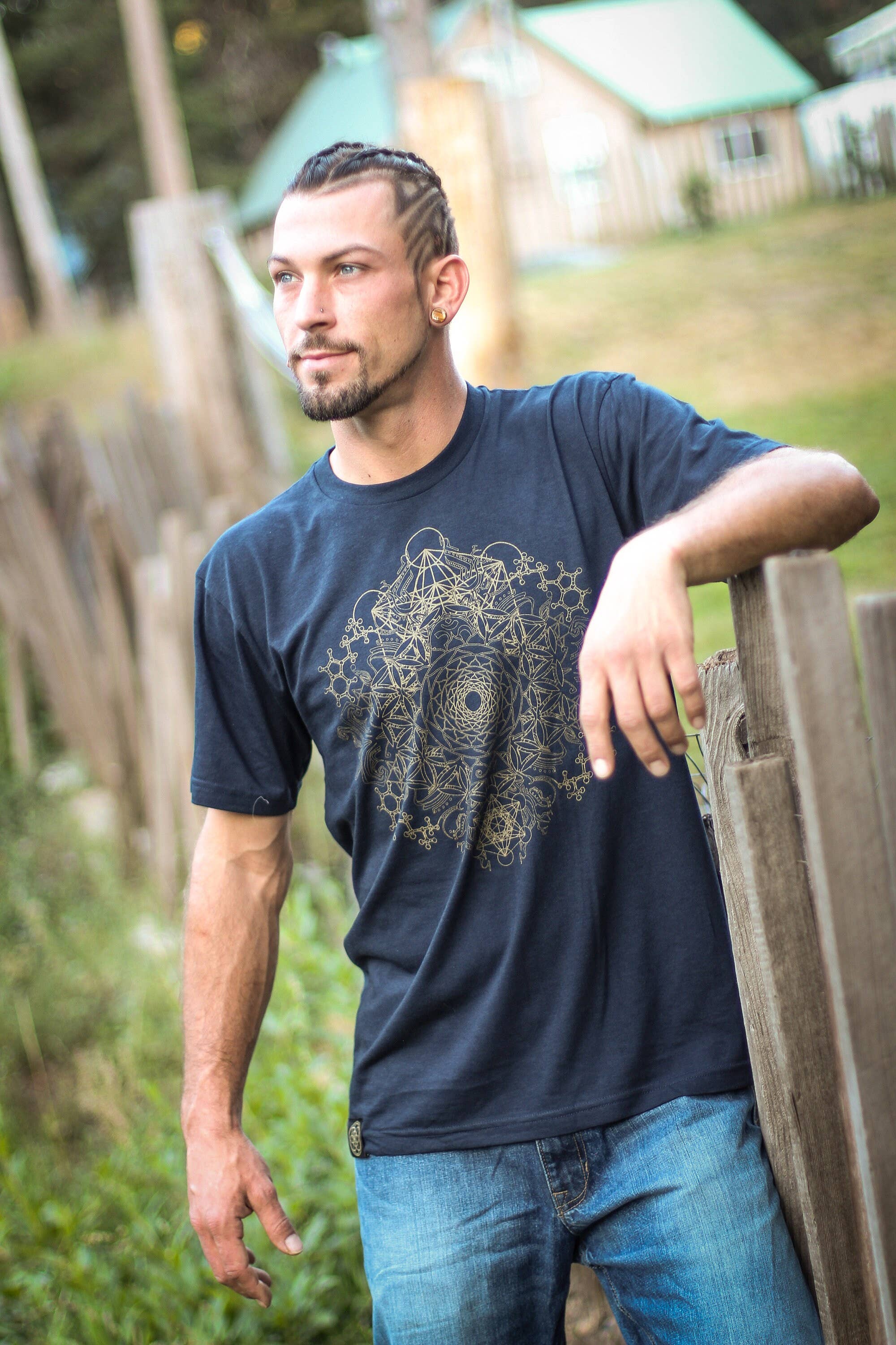 Sacred State Design - Wholesale Screen Printed T-Shirt - Men's - Organic Hemp Vector Mandala Sacred Geometry Yoga Shirt1