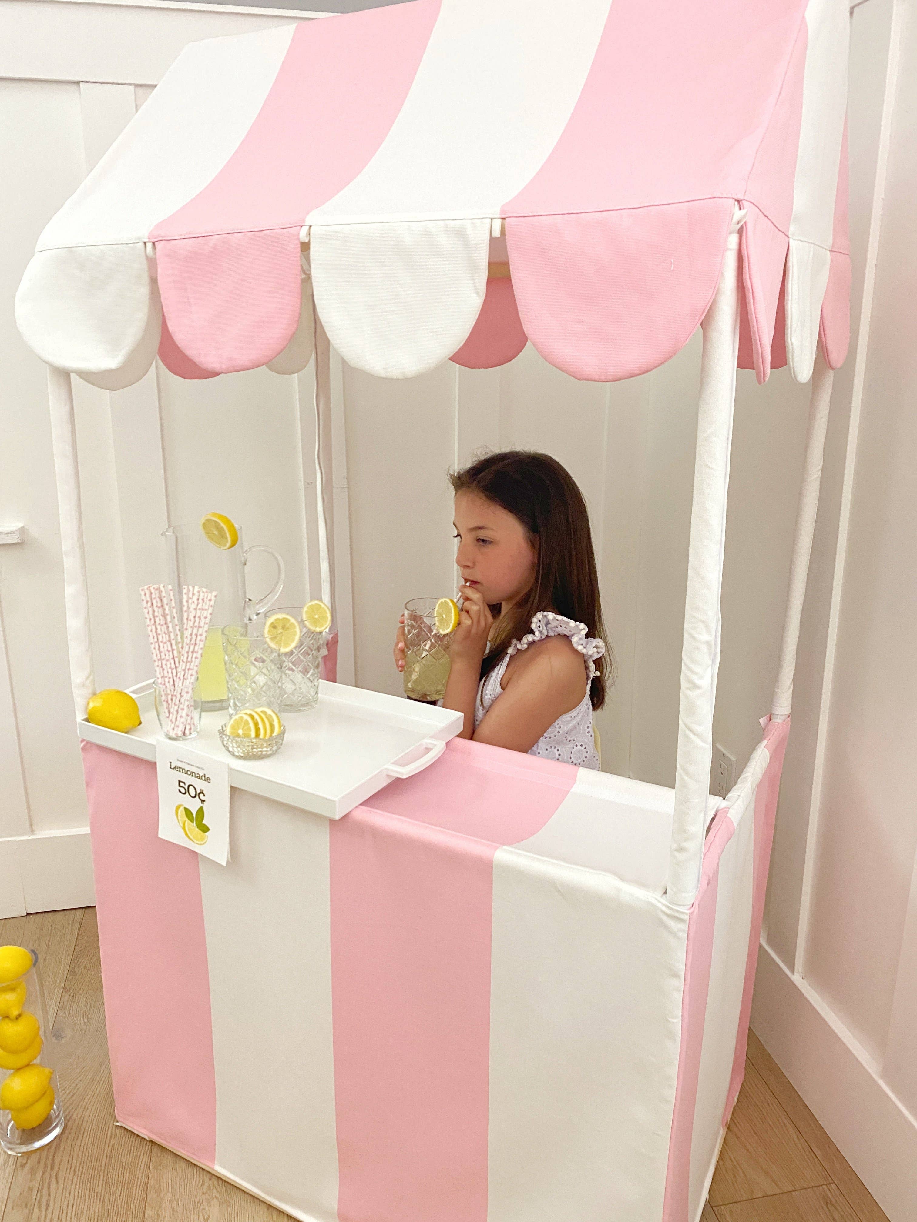 Domestic Objects - Wholesale Tent - Kids - The Market Stand Play Tent in Pink & White Cotton Canvas18