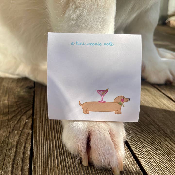 A Tini Weenie Note Dachshund Olive Martini Sticky Notes for wholesale by The Shelley Society