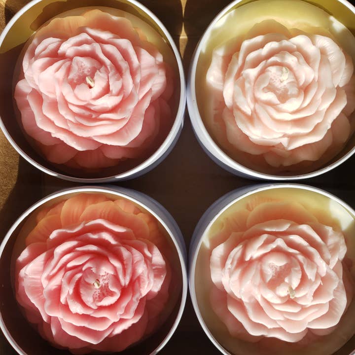 LiveYoung Candle Company - Wholesale Novelty Candle - Ombre Bouquet of Peony Candles | White Tin Flower Candle8
