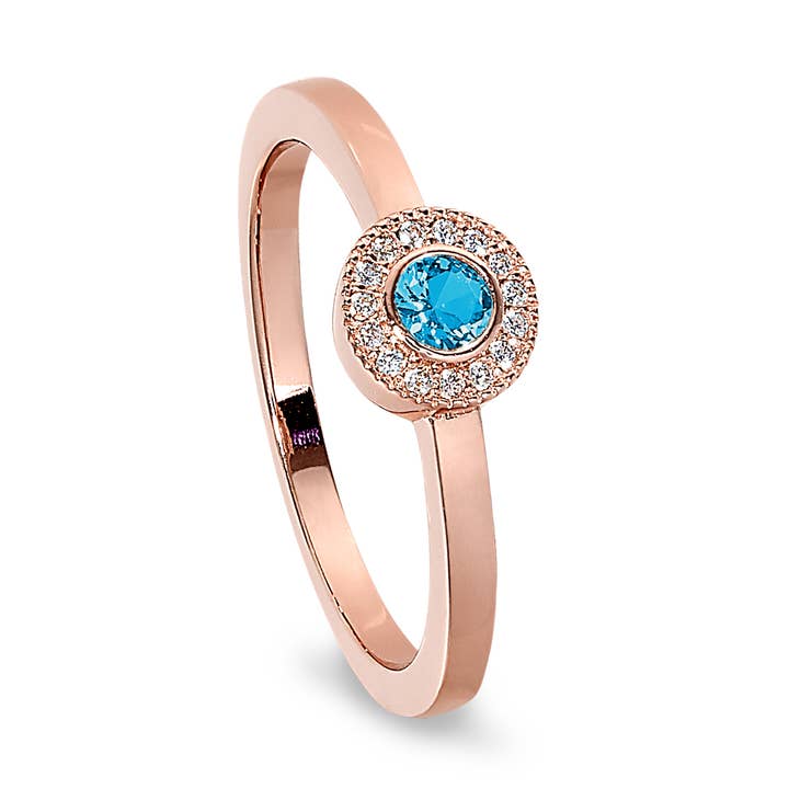 Rose Gold Finish Sterling Silver Micropave Round Simulated for wholesale by Kelly Waters