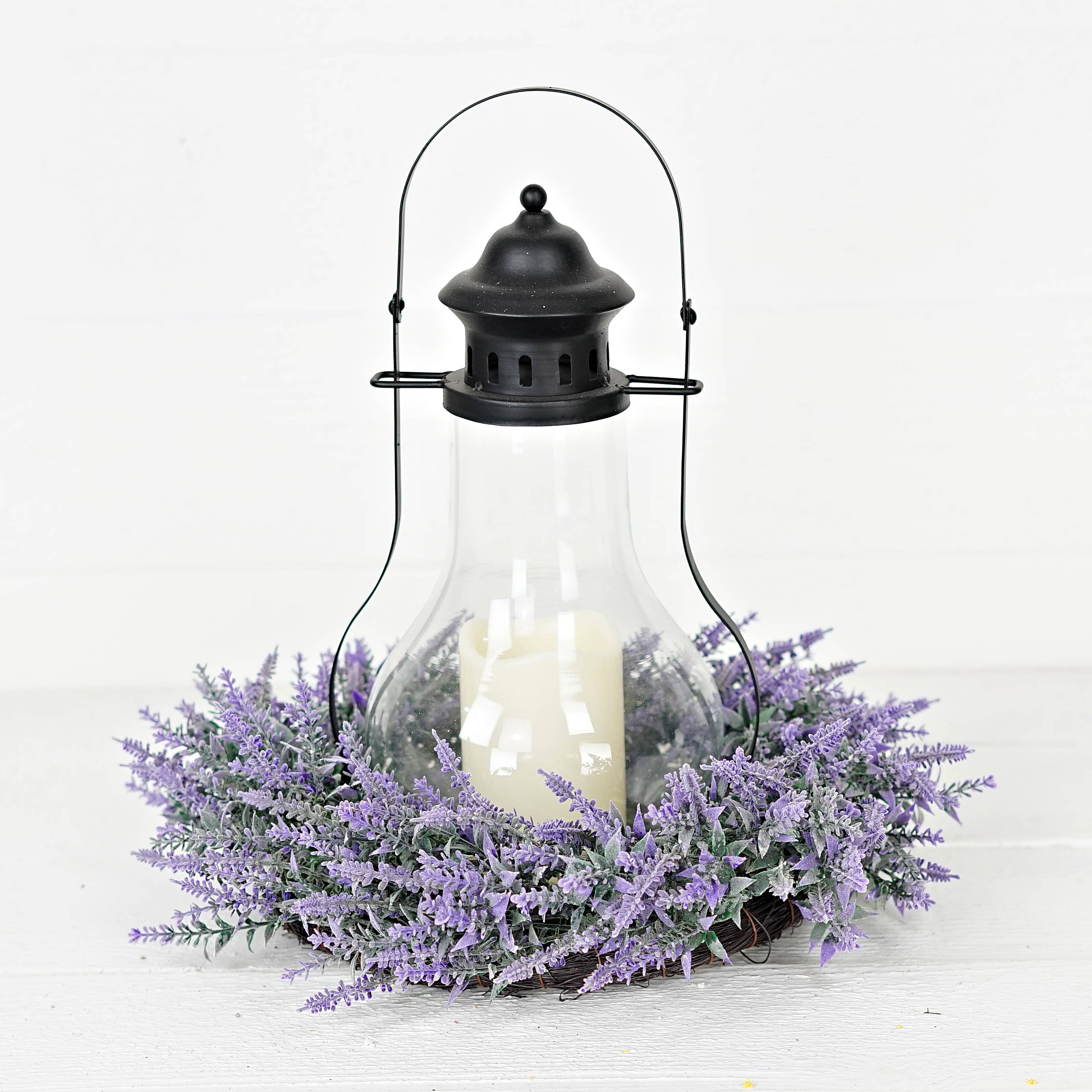 Impressive Enterprises, Inc. - Wholesale Artificial Flowers - 35101- 12in(4) Twig Wreath-Flocked French Lavender5