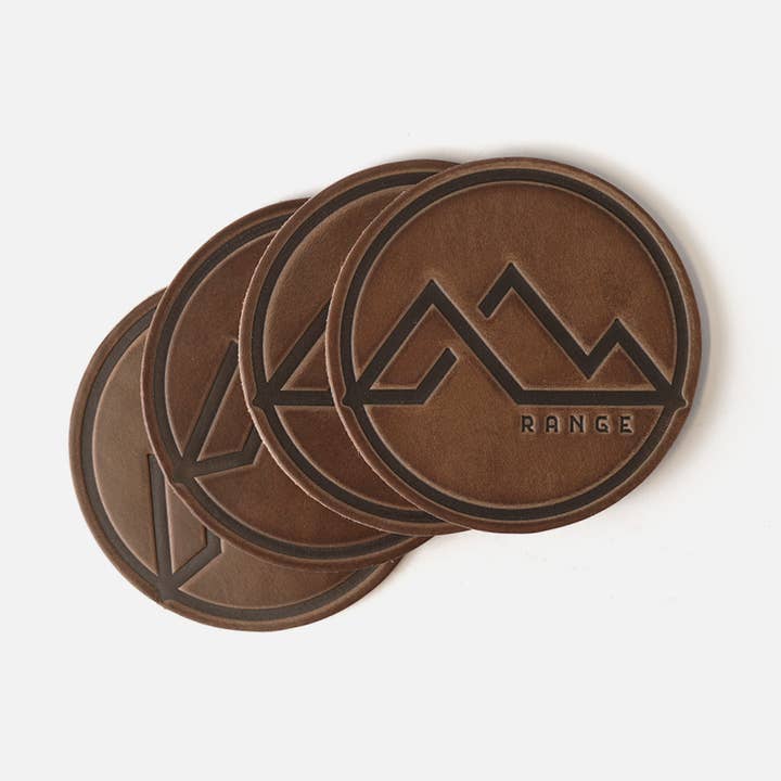 Range Mountain Coasters for wholesale by Range Leather Co.