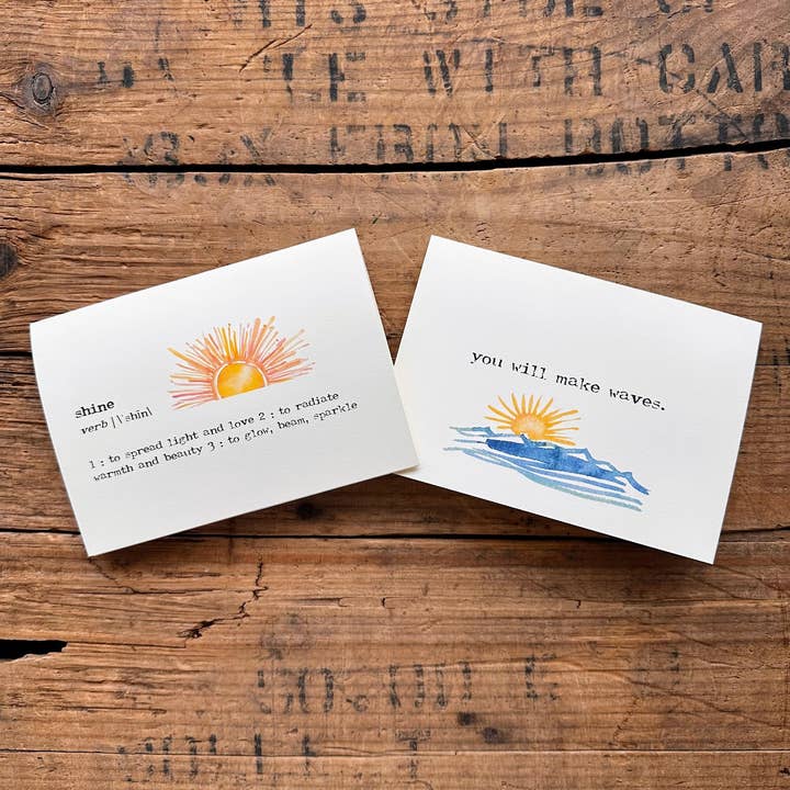 Alison Rose Vintage - Wholesale Everyday Greeting Card - shine definition greeting card in typewriter font with sun