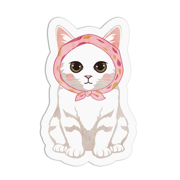 Écharpe Prune Sucrée Autocollants Vintage Chat pour la vente par Girls Printing House