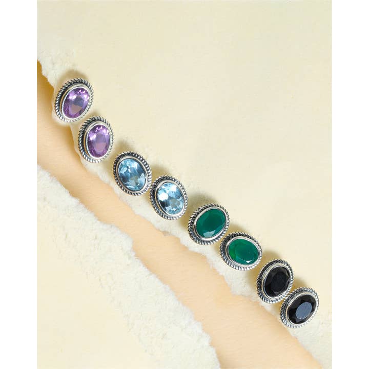 Tiramisu - Wholesale Stud/Post Earrings - Green Onyx 925 Sterling Silver Stud Earrings Jewelry3
