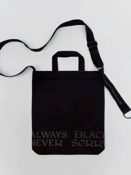 ALWAYS BLACK, NEVER SORRY MESSENGER BAG for wholesale by Nappy Head Club
